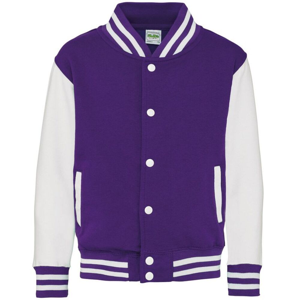 Awdis Childrens/Kids Varsity Jacket / Purple/White